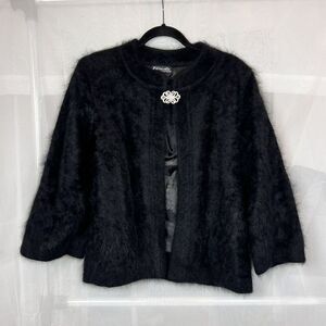 Vintage Venesha 80% angora formal overcoat jacket brooch closure LG luxury